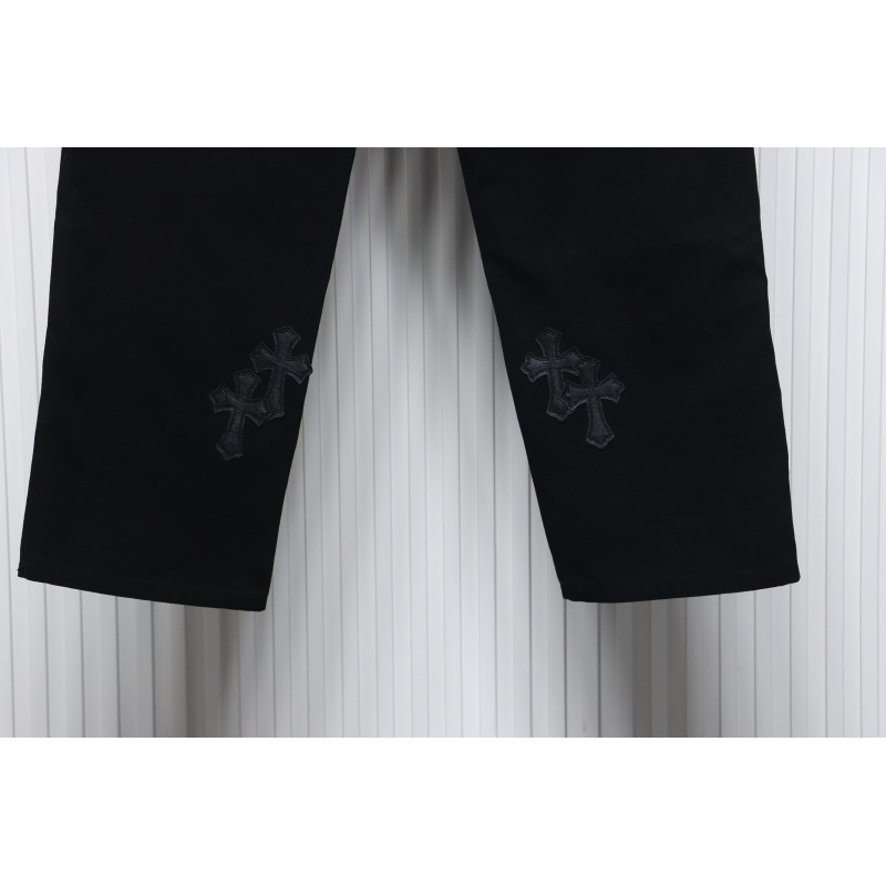 Chrome Hearts Black Leather Cross Patch Carpenter Jean CK 2702023017