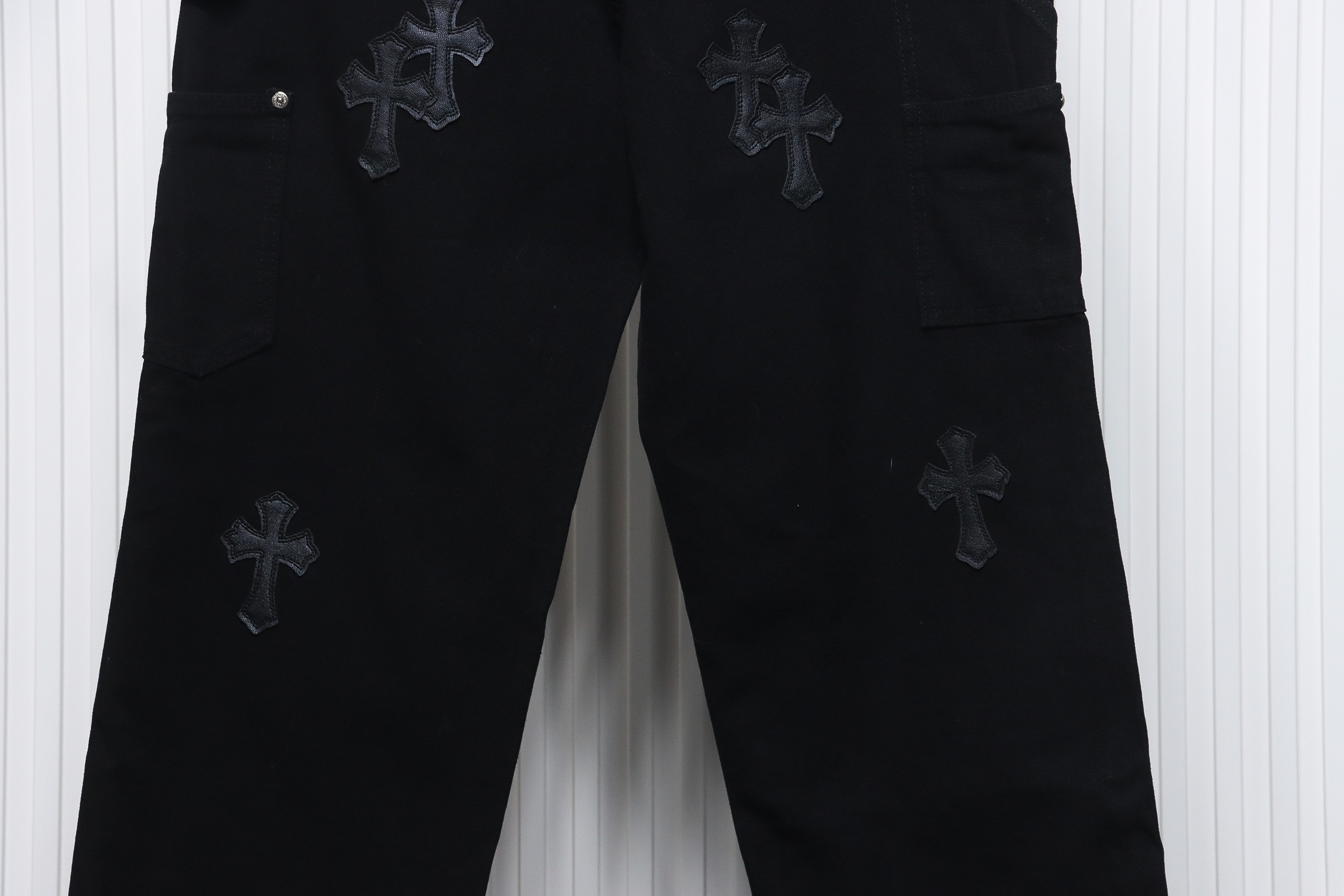 Chrome Hearts Black Leather Cross Patch Carpenter Jean CK 2702023017