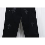 Chrome Hearts Black Leather Cross Patch Carpenter Jean CK 2702023017