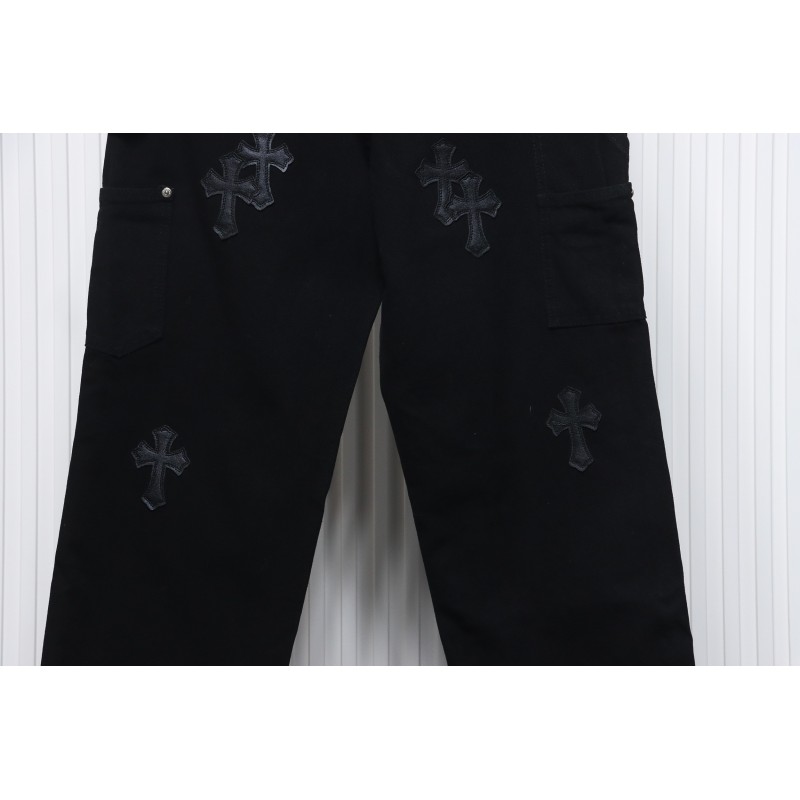 Chrome Hearts Black Leather Cross Patch Carpenter Jean CK 2702023017