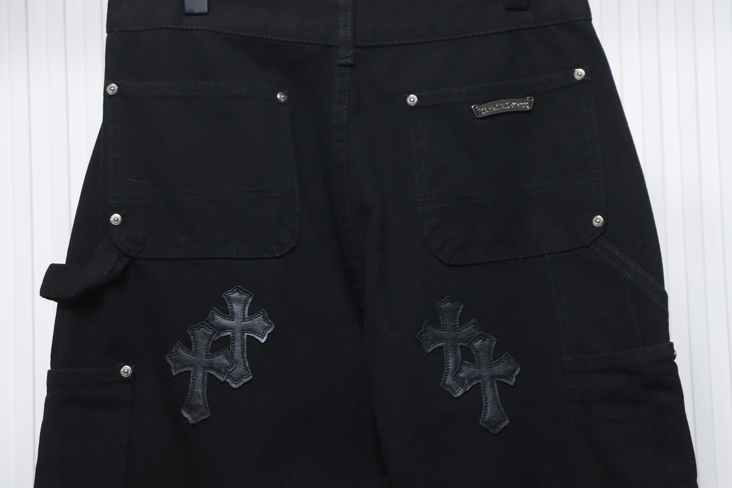 Chrome Hearts Black Leather Cross Patch Carpenter Jean CK 2702023017
