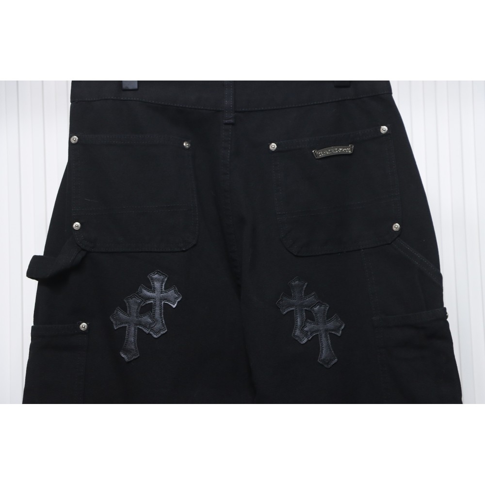 Chrome Hearts Black Leather Cross Patch Carpenter Jean CK 2702023017