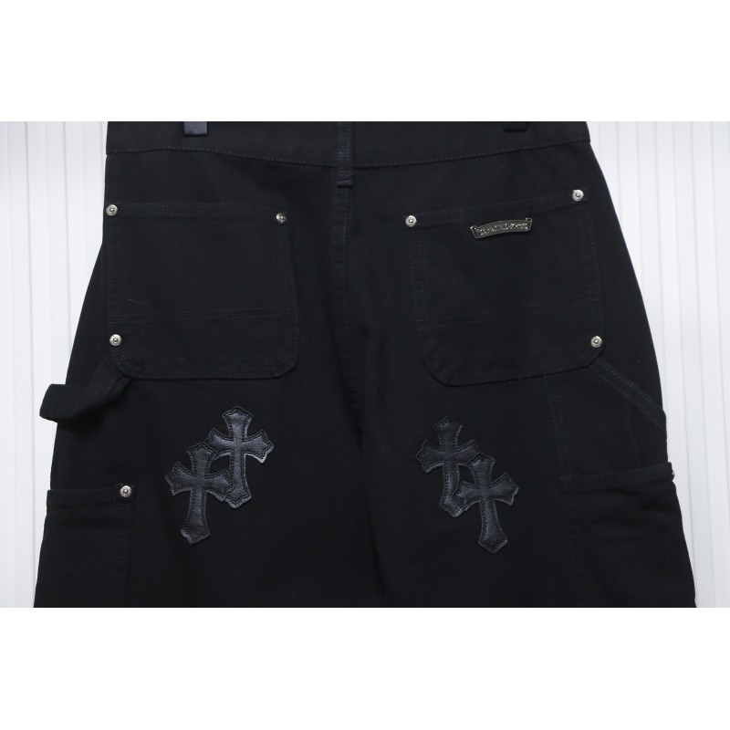 Chrome Hearts Black Leather Cross Patch Carpenter Jean CK 2702023017