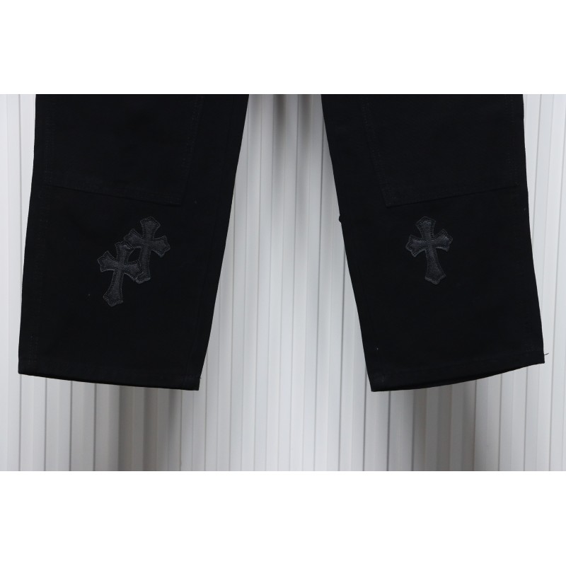 Chrome Hearts Black Leather Cross Patch Carpenter Jean CK 2702023017