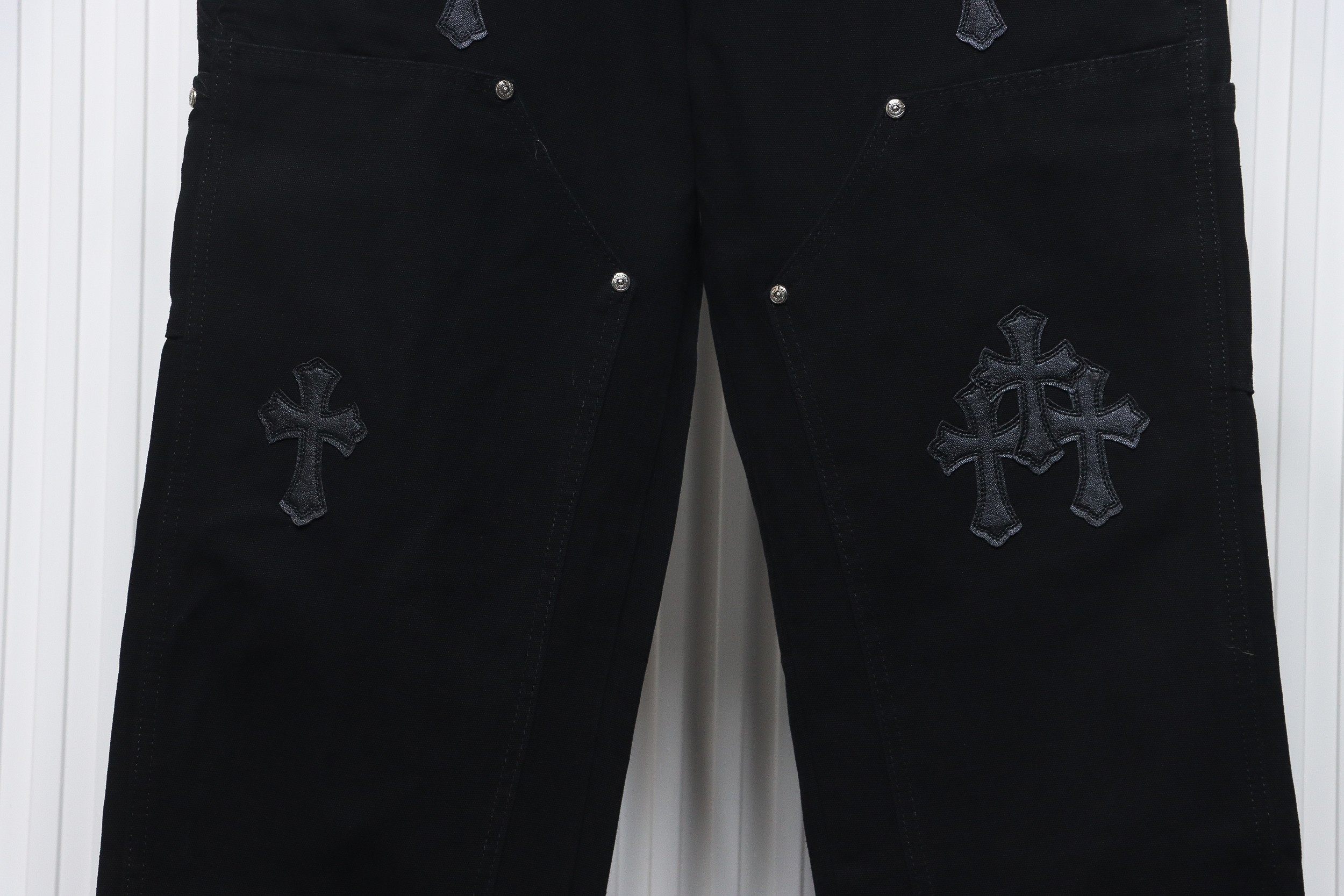 Chrome Hearts Black Leather Cross Patch Carpenter Jean CK 2702023017