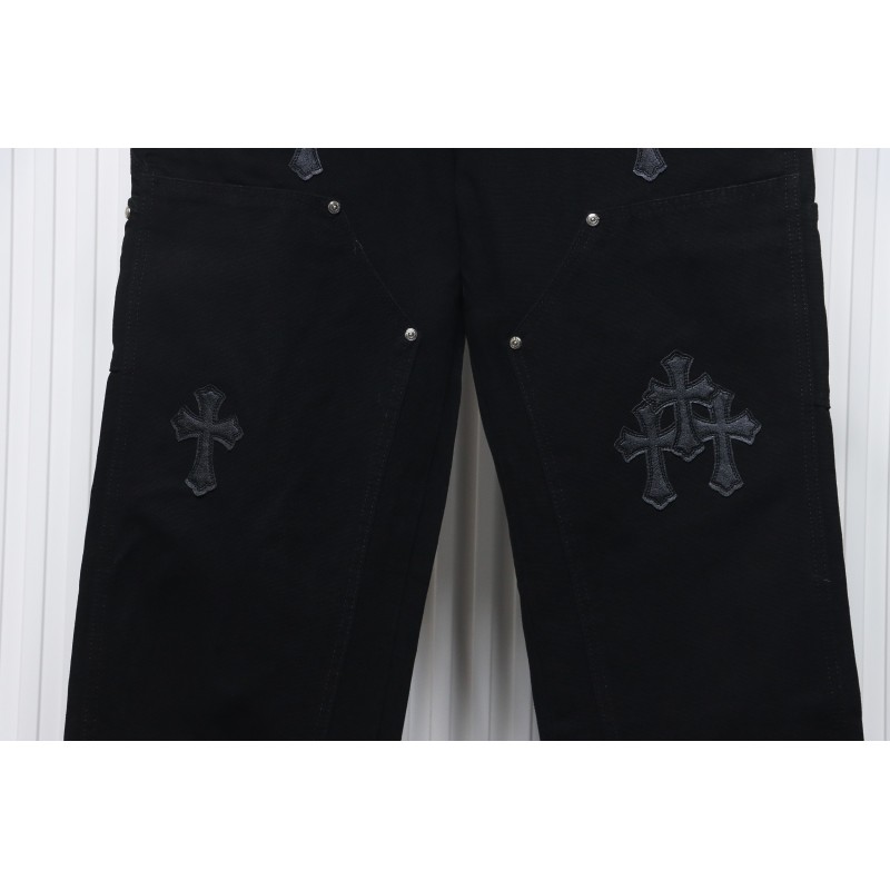 Chrome Hearts Black Leather Cross Patch Carpenter Jean CK 2702023017