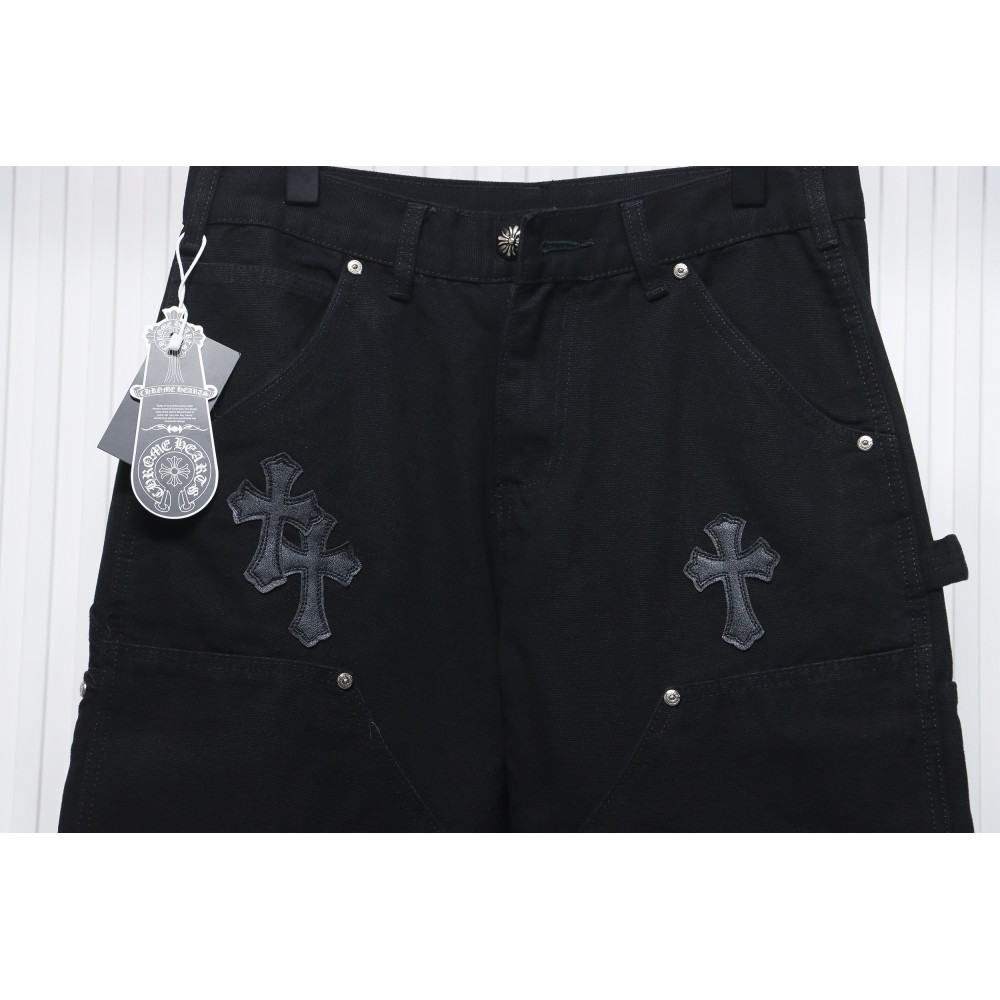Chrome Hearts Black Leather Cross Patch Carpenter Jean CK 2702023017