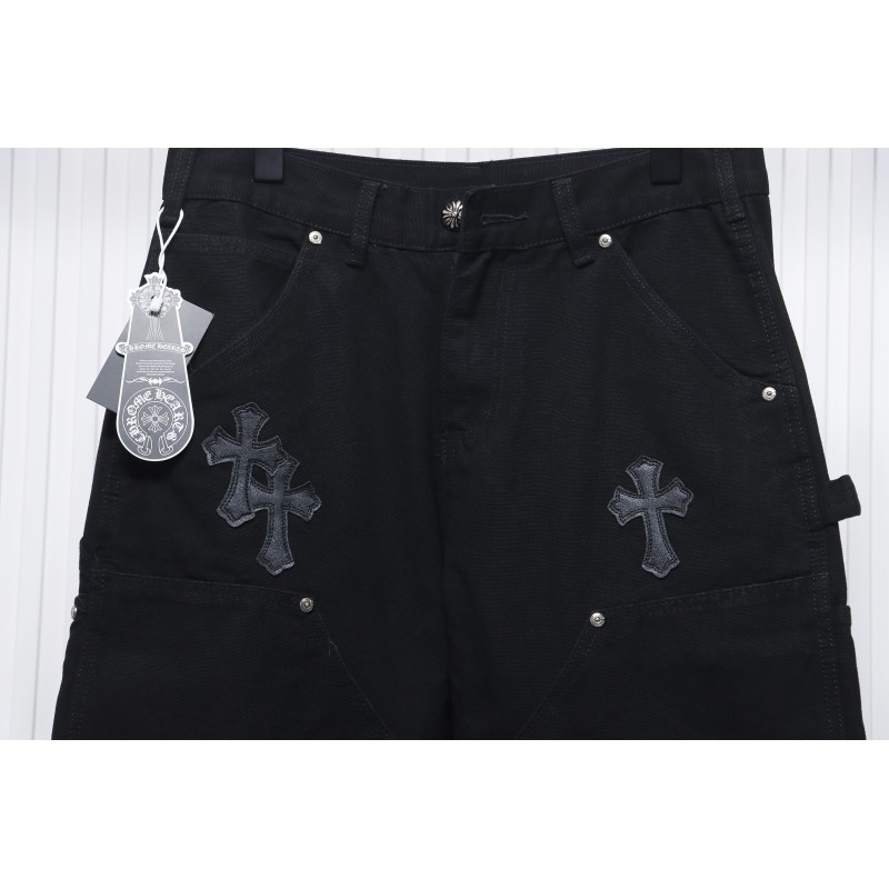 Chrome Hearts Black Leather Cross Patch Carpenter Jean CK 2702023017