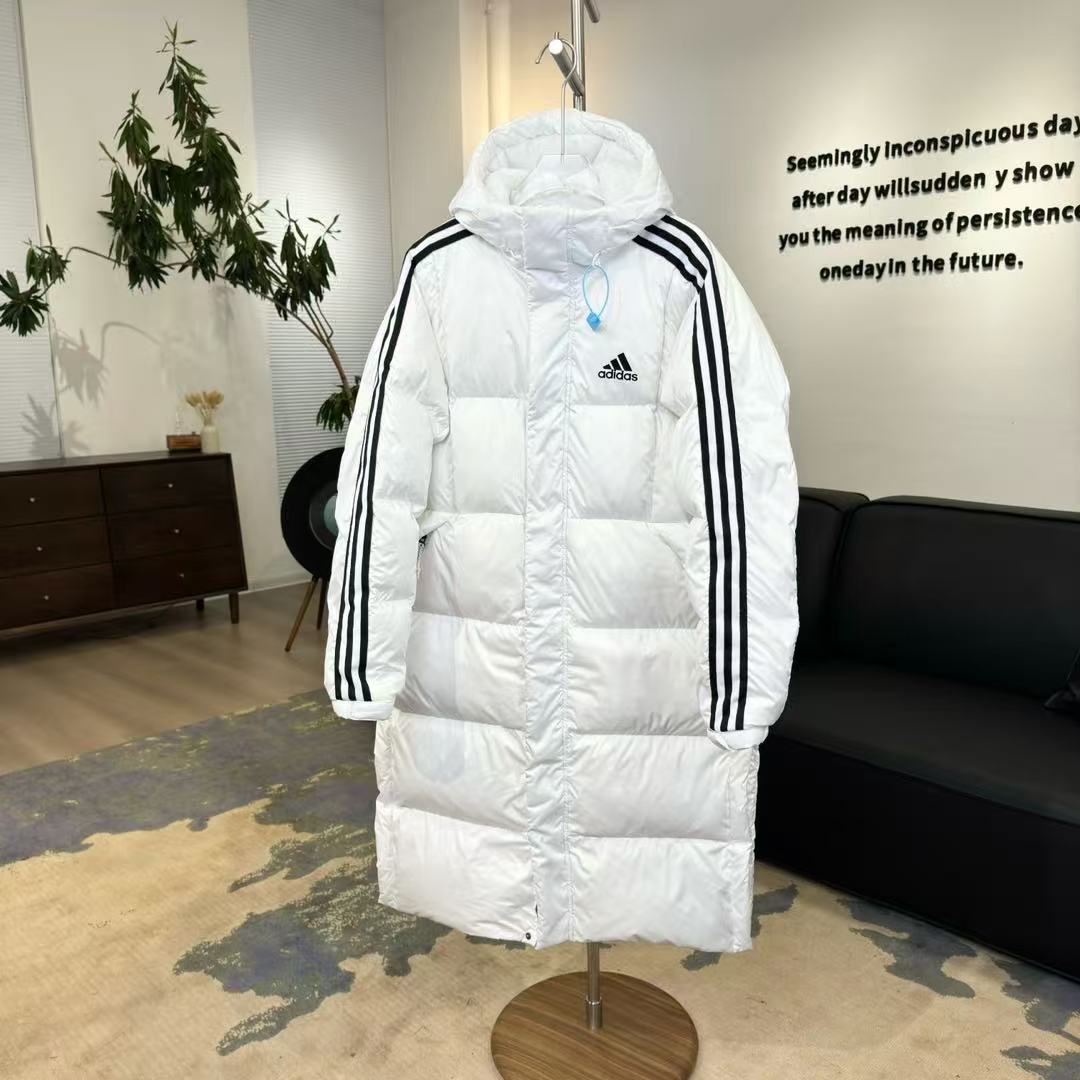 Adidas 3ST Long Coat Outdoor Sports Hooded Stay Warm Down Jacket White