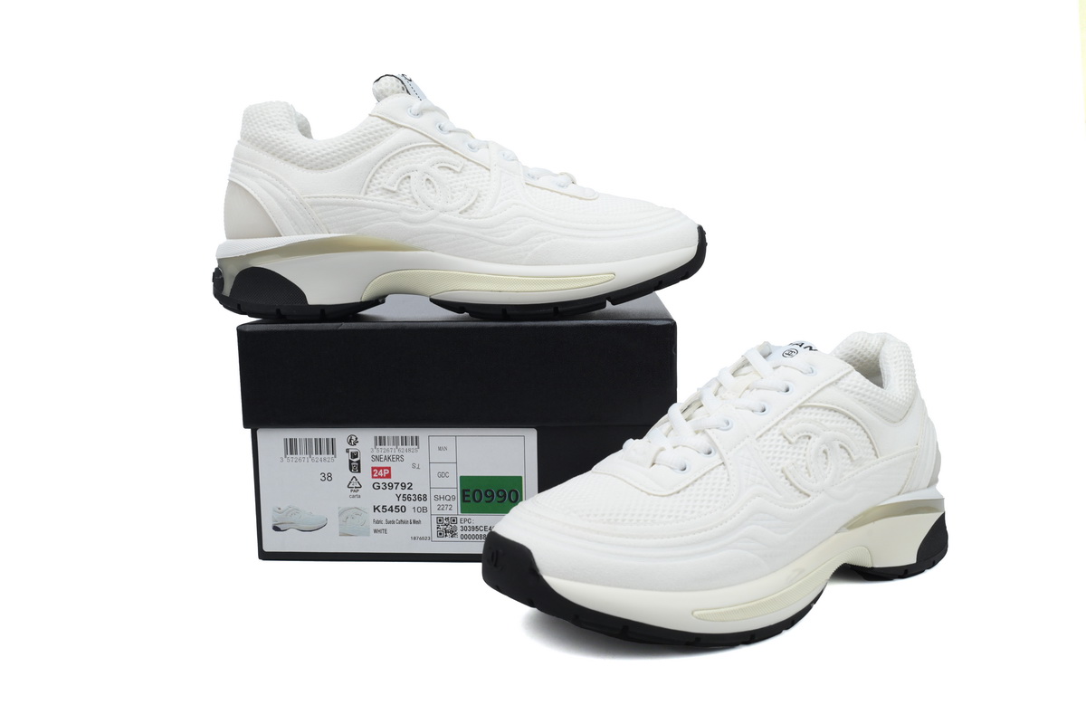 Chanel CC Logo Sneaker White