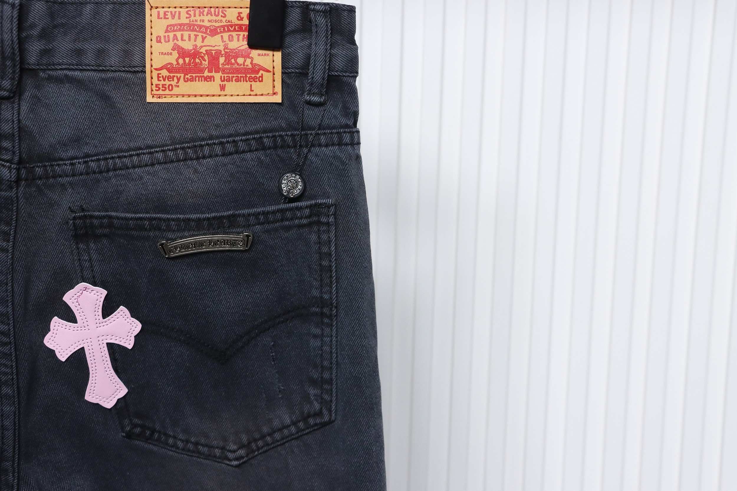 Chrome Hearts Pink Leather Cross Jean CK 2402023014