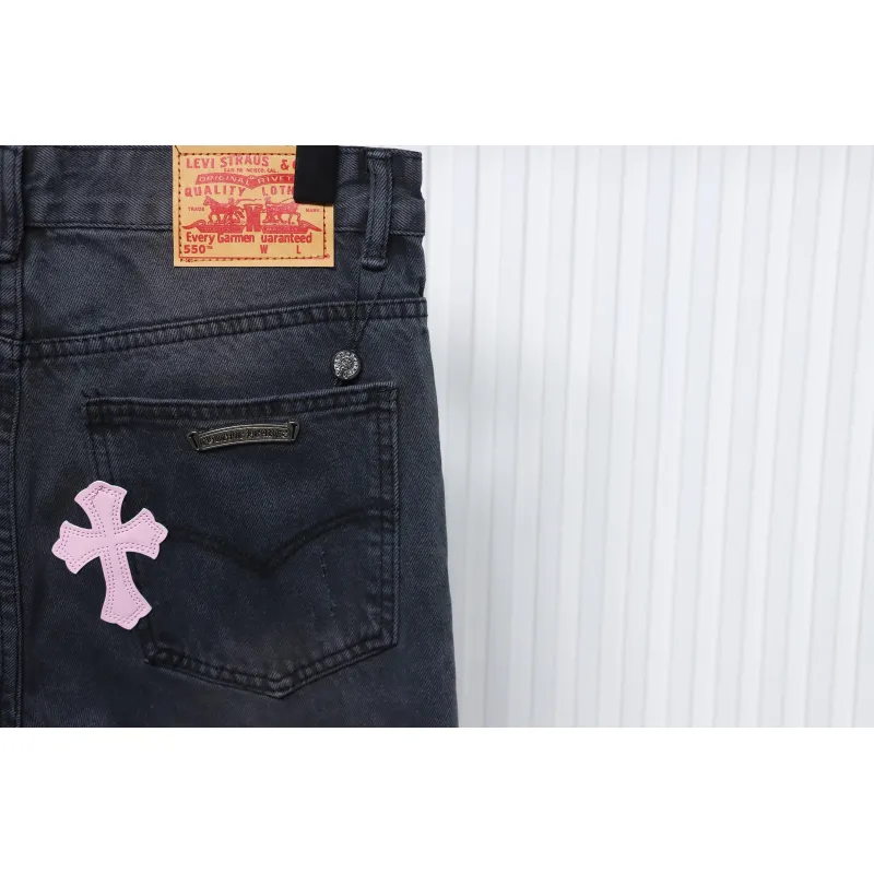 Chrome Hearts Pink Leather Cross Jean CK 2402023014