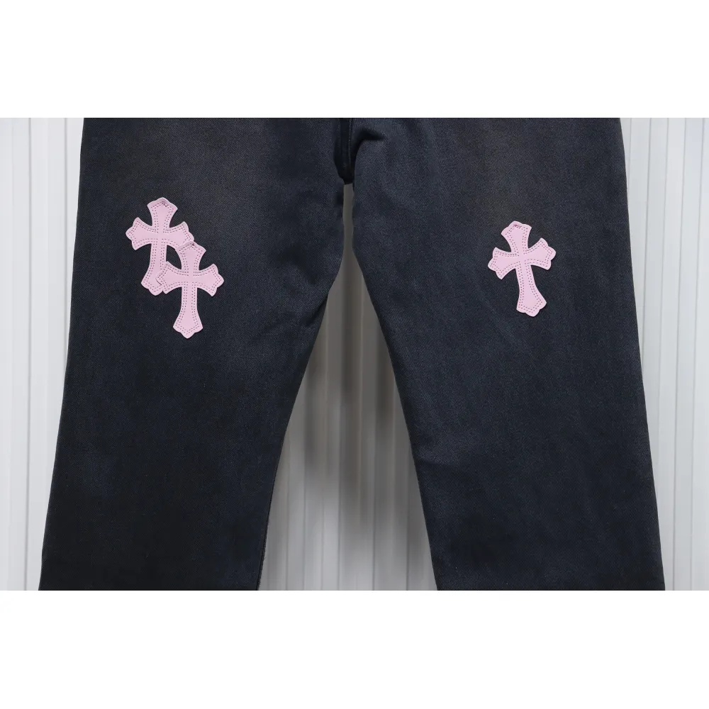 Chrome Hearts Pink Leather Cross Jean CK 2402023014