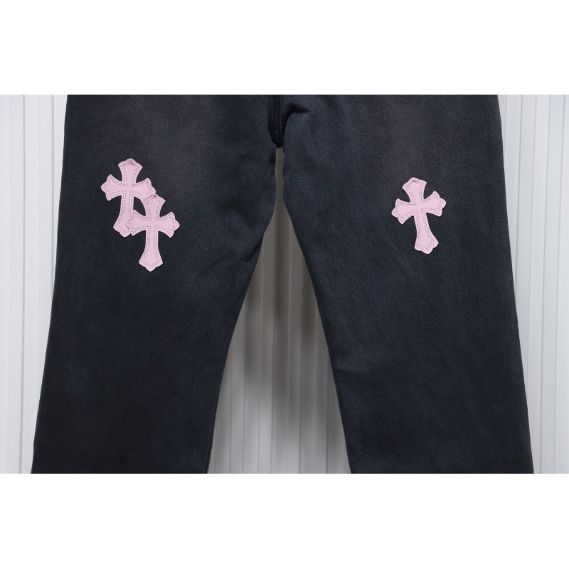 Chrome Hearts Pink Leather Cross Jean CK 2402023014