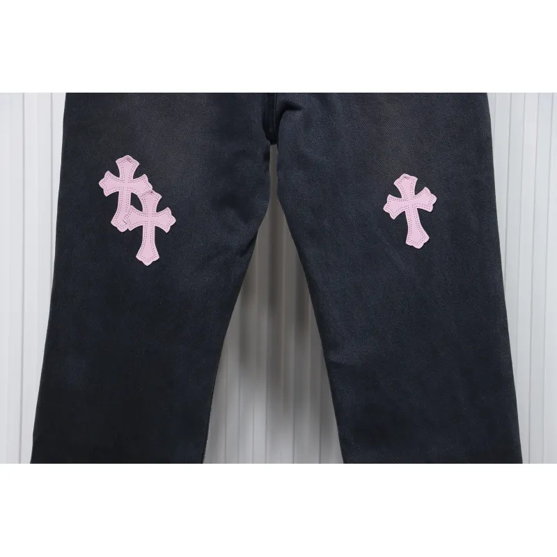 Chrome Hearts Pink Leather Cross Jean CK 2402023014