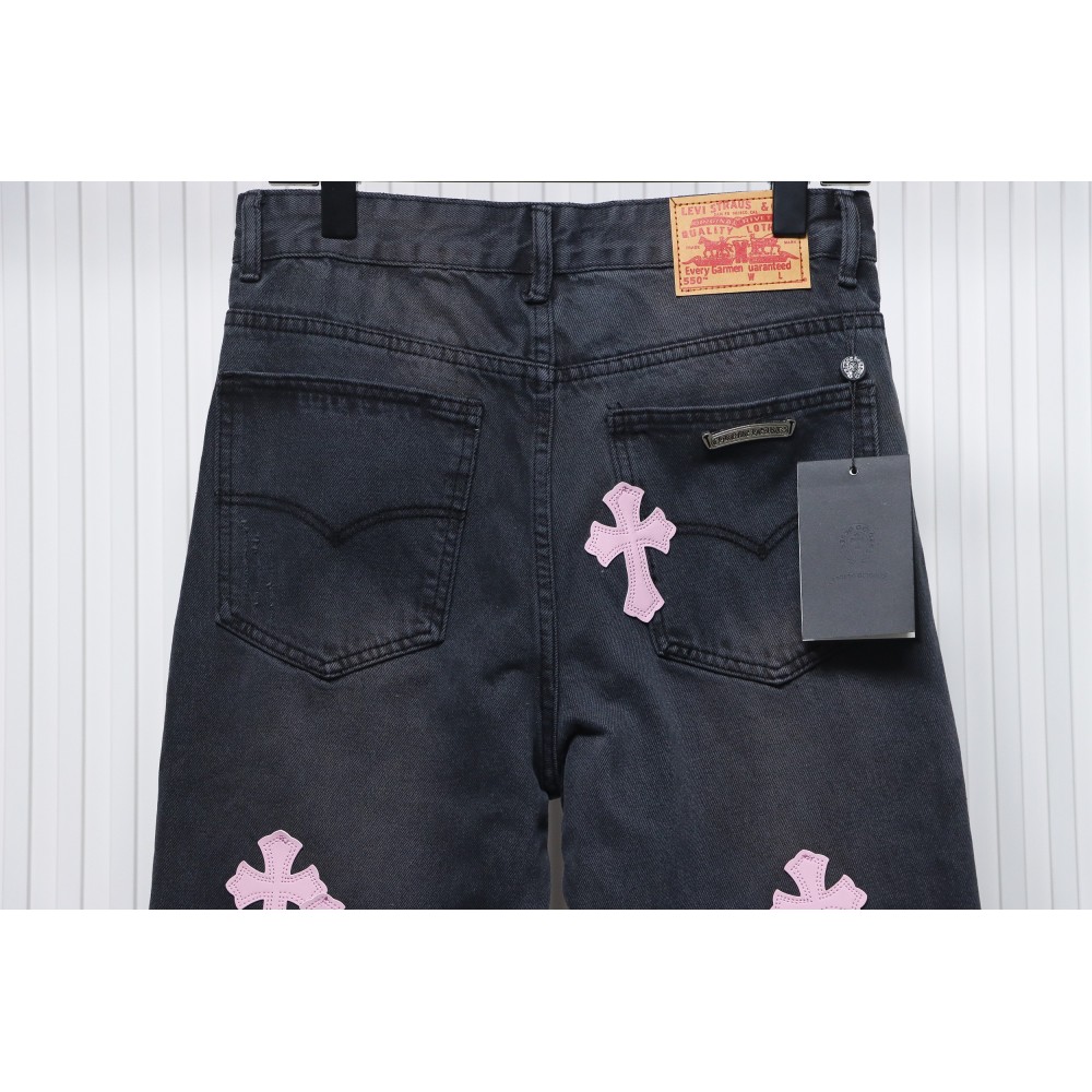 Chrome Hearts Pink Leather Cross Jean CK 2402023014