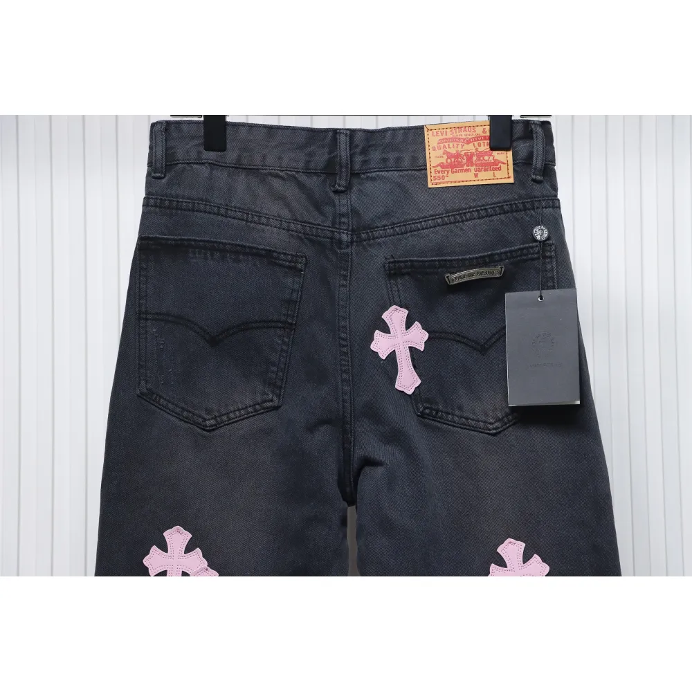 Chrome Hearts Pink Leather Cross Jean CK 2402023014