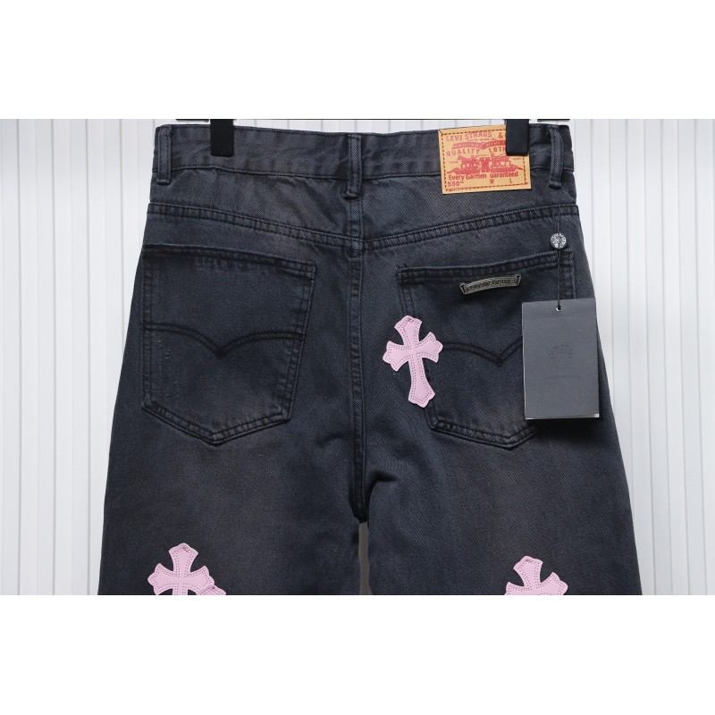 Chrome Hearts Pink Leather Cross Jean CK 2402023014