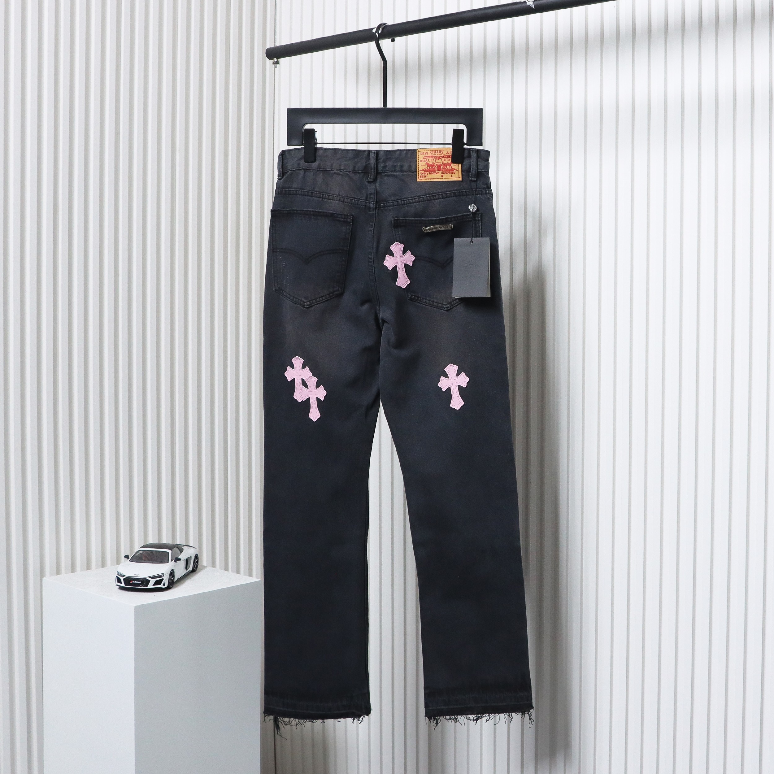 Chrome Hearts Pink Leather Cross Jean CK 2402023014