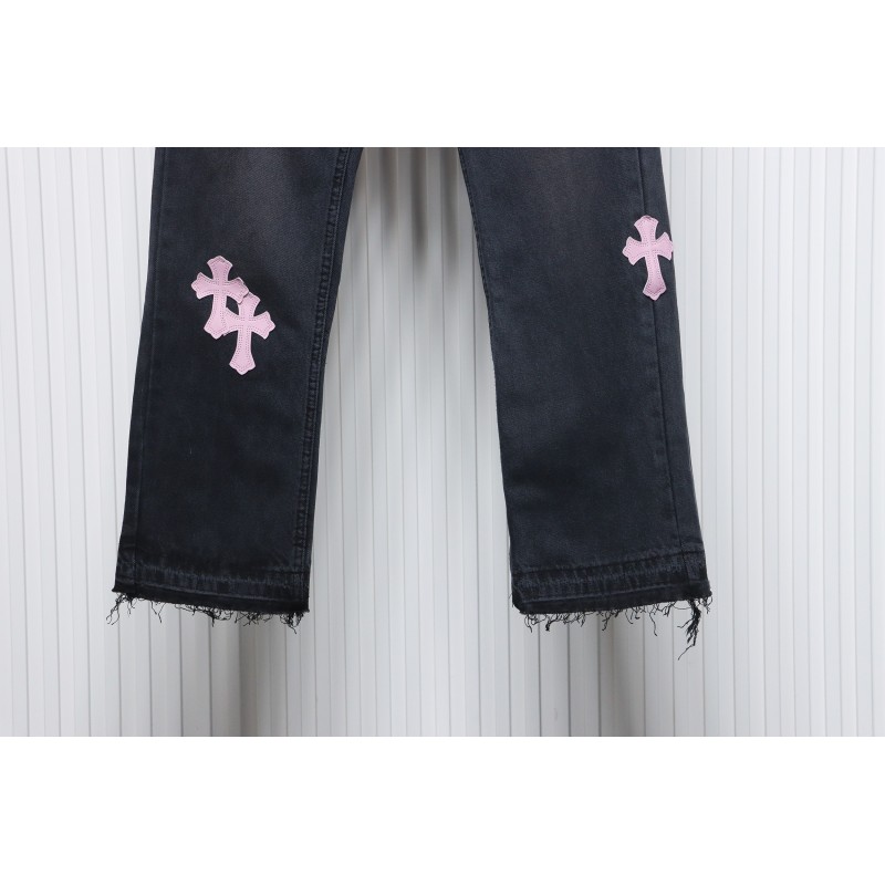 Chrome Hearts Pink Leather Cross Jean CK 2402023014