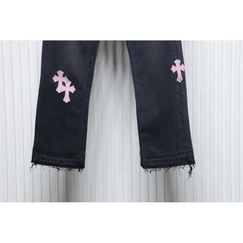 Chrome Hearts Pink Leather Cross Jean CK 2402023014