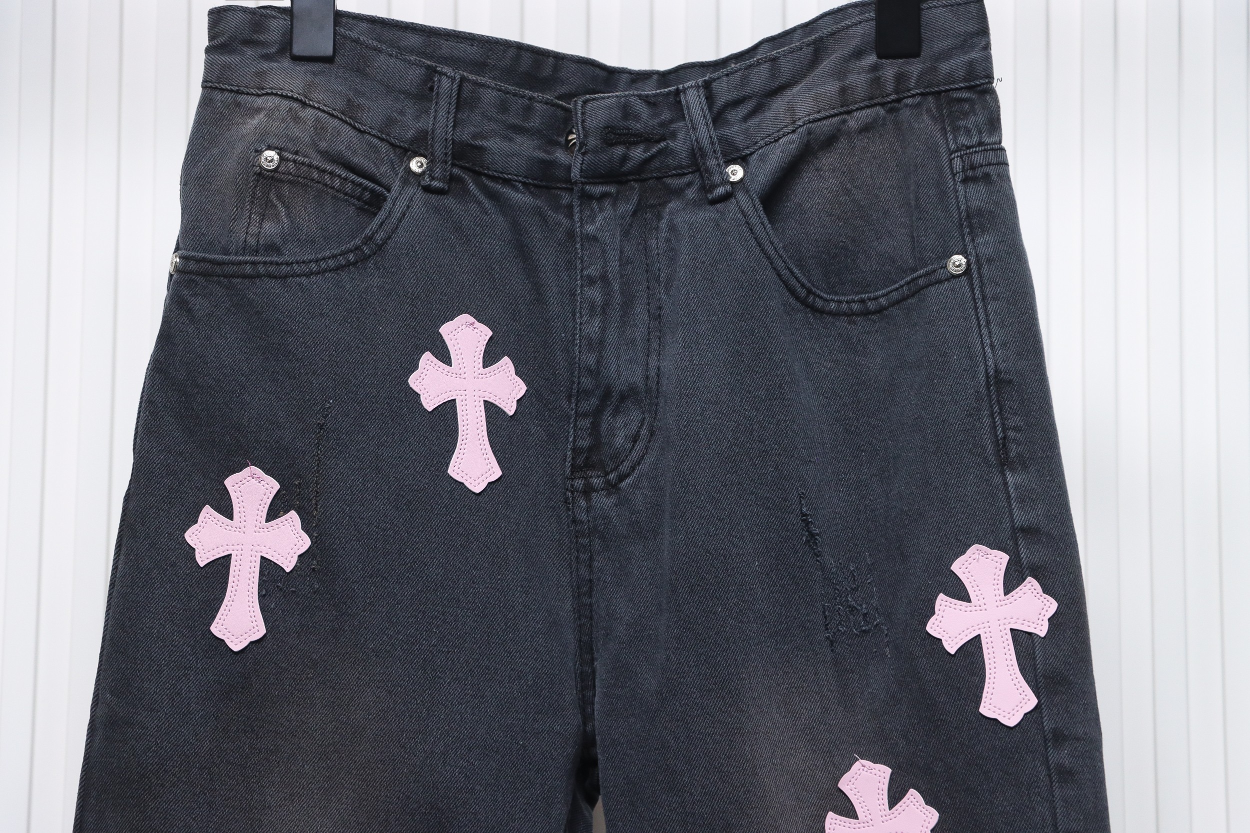 Chrome Hearts Pink Leather Cross Jean CK 2402023014