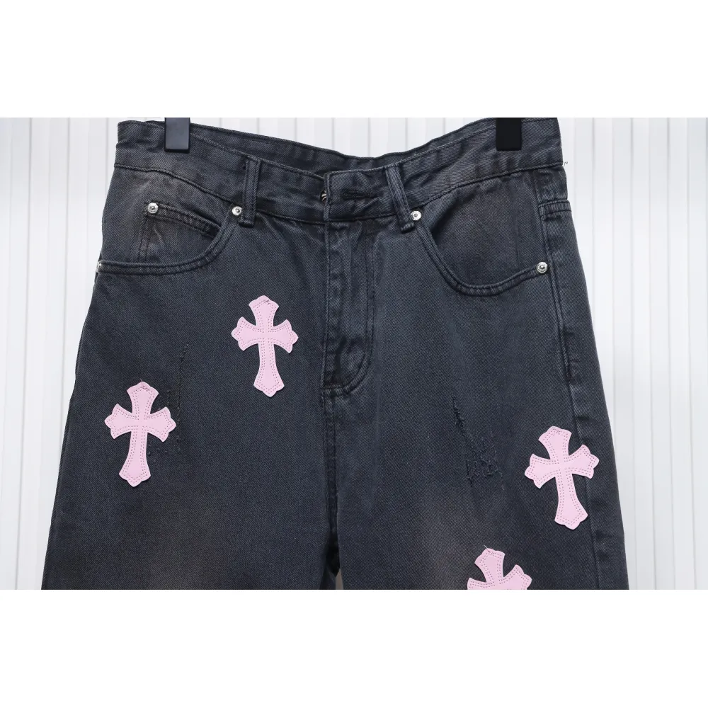 Chrome Hearts Pink Leather Cross Jean CK 2402023014