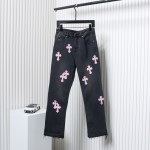 Chrome Hearts Pink Leather Cross Jean CK 2402023014