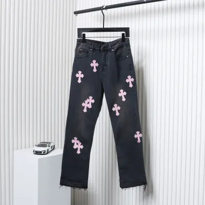 Chrome Hearts Pink Leather Cross Jean CK 2402023014 01