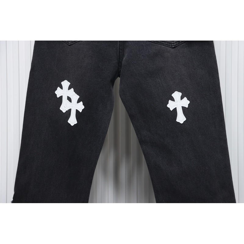 Chrome Hearts White Leather Cross Jean CK 2402023014