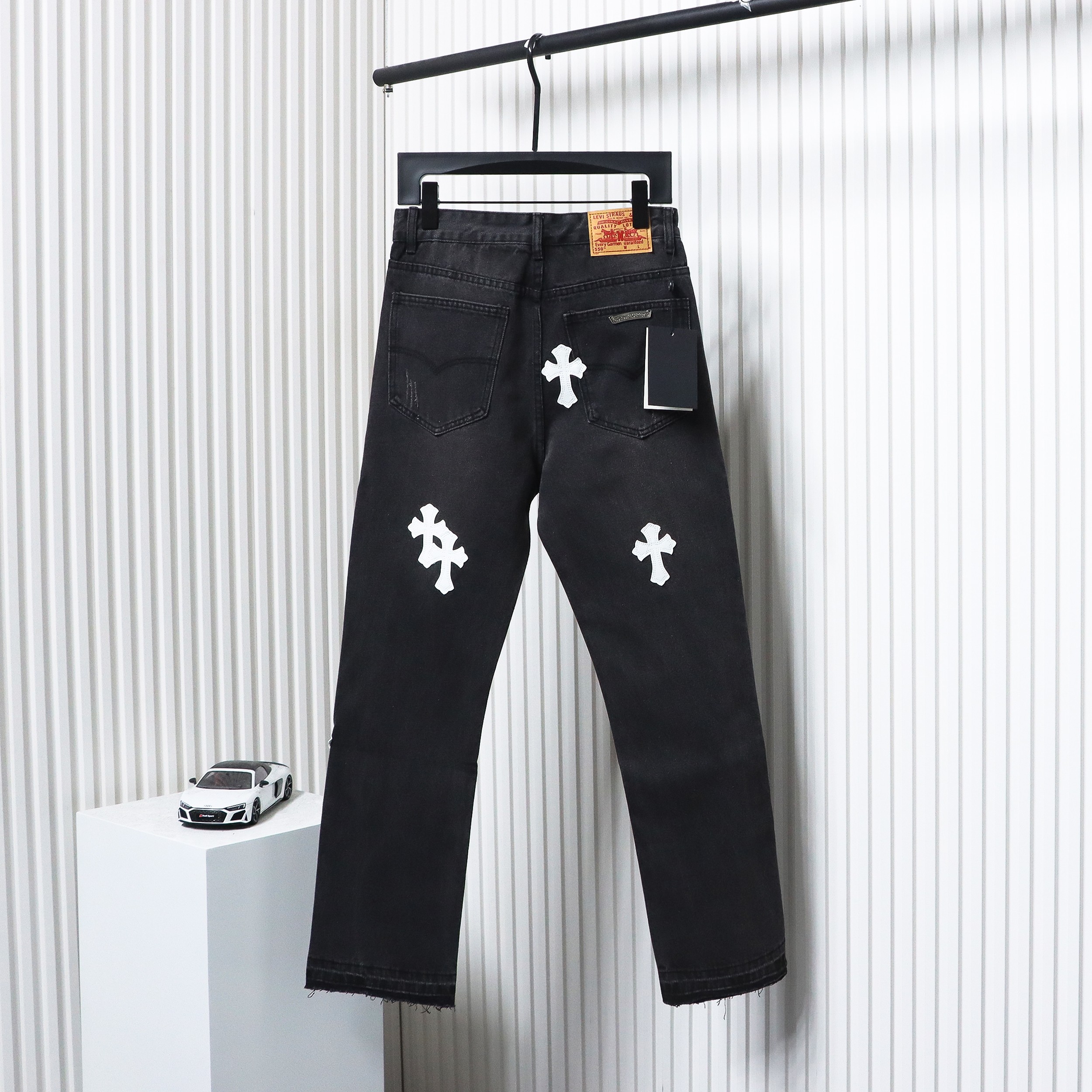 Chrome Hearts White Leather Cross Jean CK 2402023014