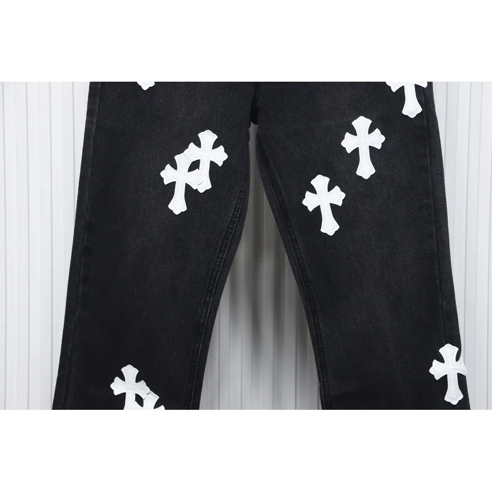 Chrome Hearts White Leather Cross Jean CK 2402023014