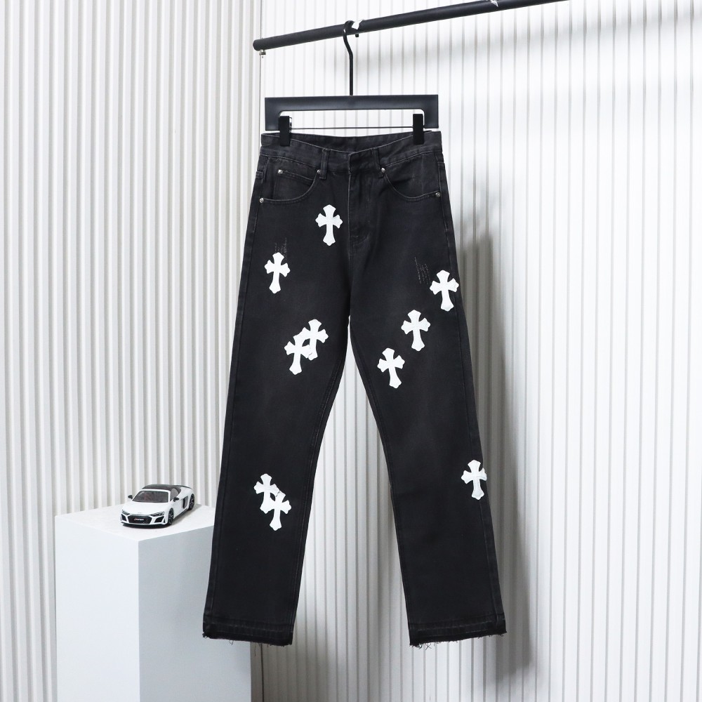 Chrome Hearts White Leather Cross Jean CK 2402023014