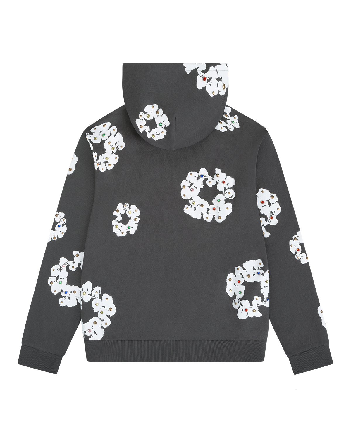 Denim Tears Rhinestone Cotton Wreath Zip Hoodie Vintage Black YZ XC 250113