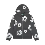 Denim Tears Rhinestone Cotton Wreath Zip Hoodie Vintage Black YZ XC 250113