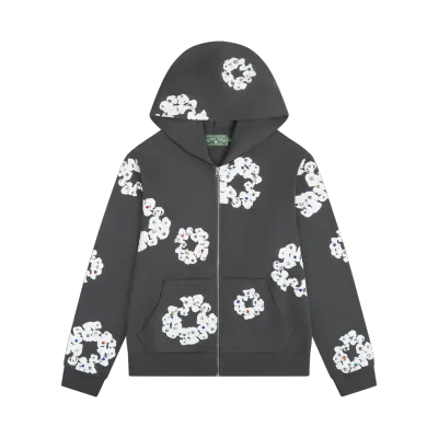 Denim Tears Rhinestone Cotton Wreath Zip Hoodie Vintage Black YZ XC 250113 01