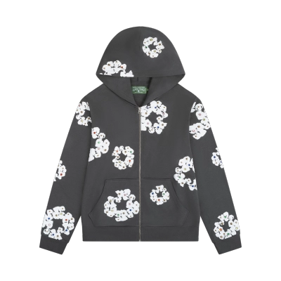 Denim Tears Rhinestone Cotton Wreath Zip Hoodie Vintage Black YZ XC 250113 01