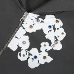 Denim Tears Rhinestone Cotton Wreath Zip Hoodie Vintage Black YZ XC 250113