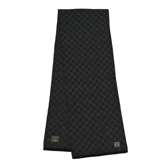 [Add One] Louis Vuitton Wool Petit Damier Graphite Scarf Black CK250114