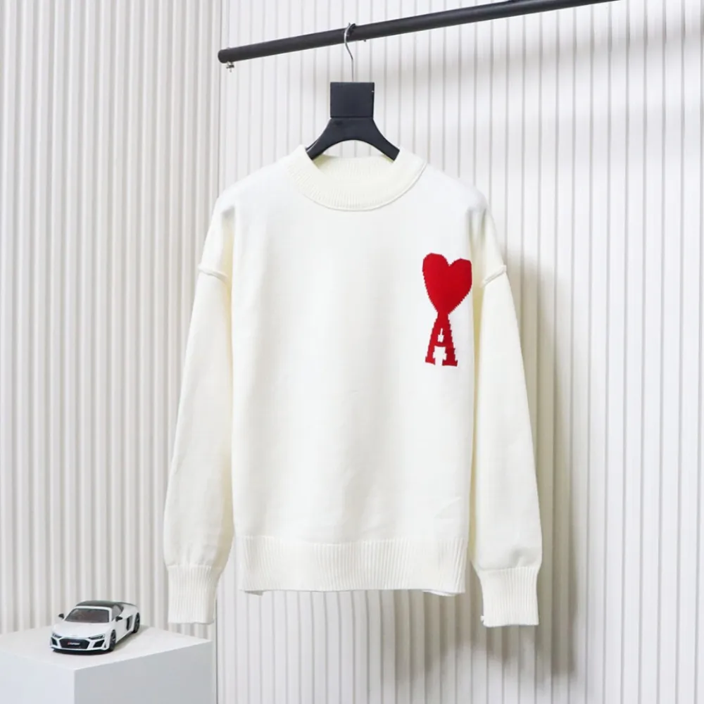 Ami Paris De Cœur Virgin Wool Sweater White CK WY3502024023