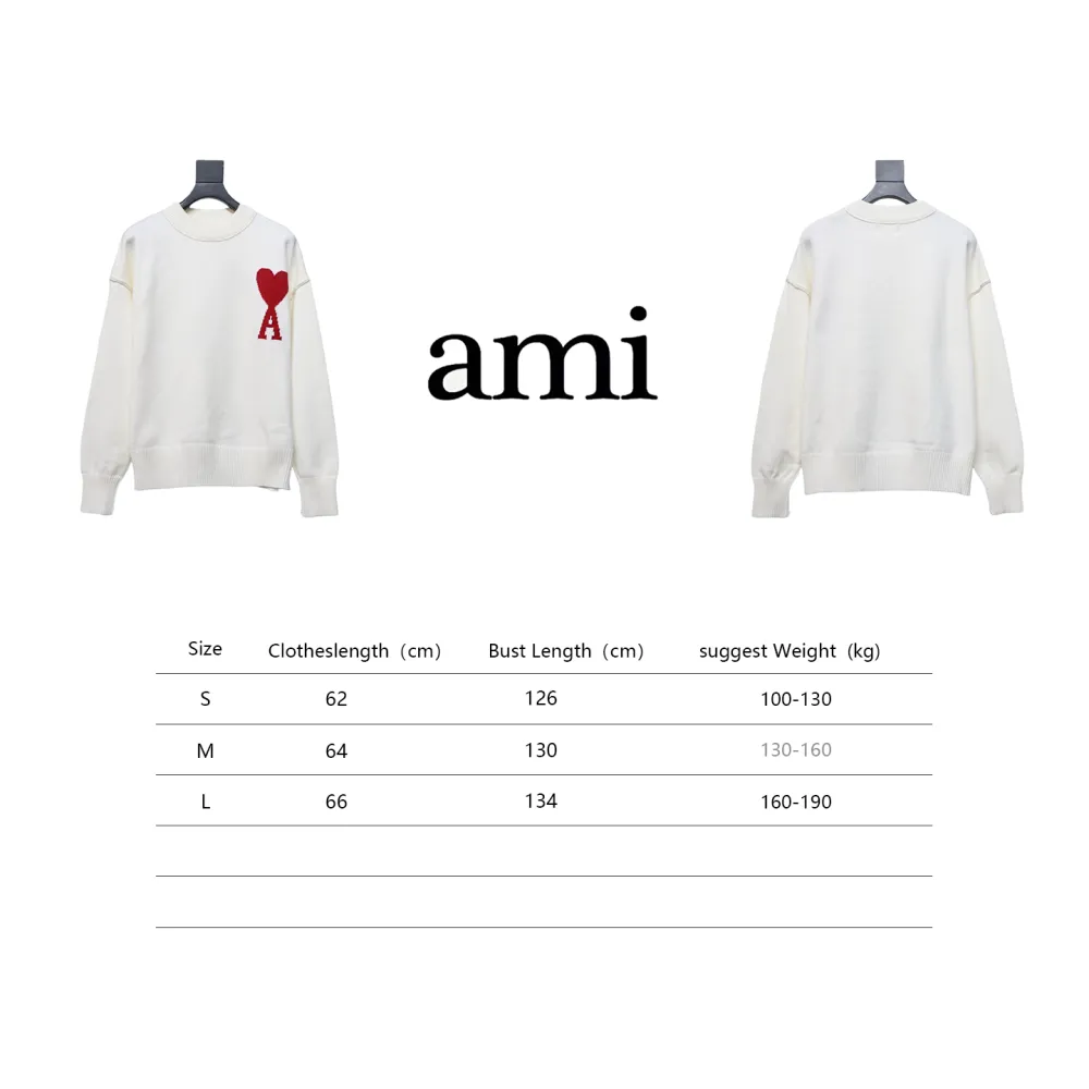 Ami Paris De Cœur Virgin Wool Sweater White CK WY3502024023
