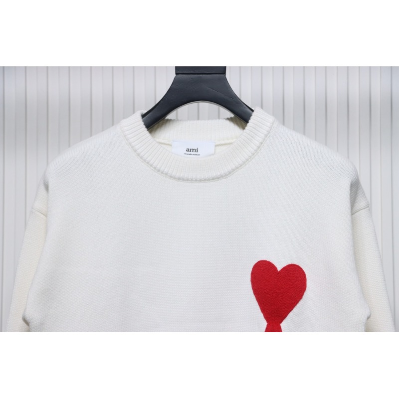 Ami Paris De Coeur Wool Crewneck Sweater White CK WH2902024017