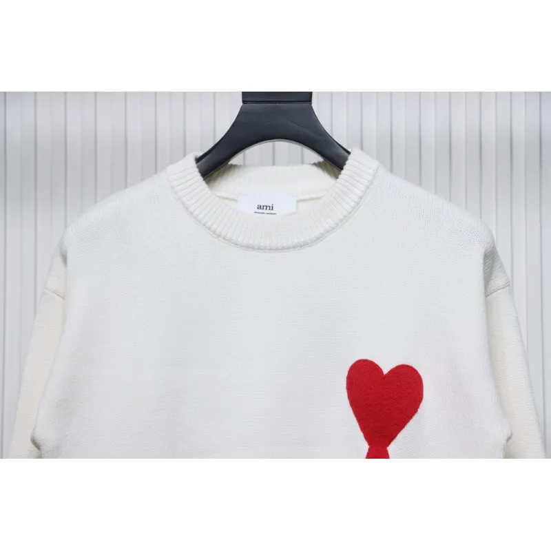 Ami Paris De Coeur Wool Crewneck Sweater White CK WH2902024017