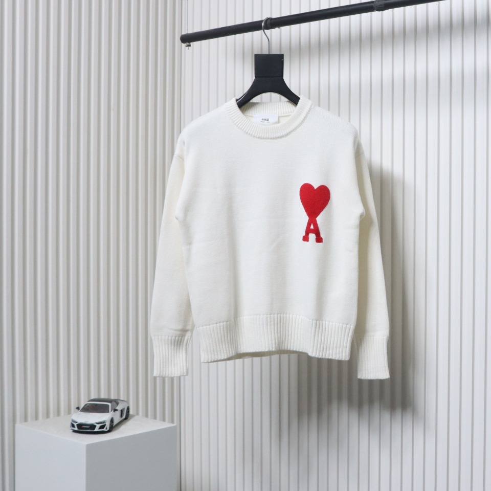 Ami Paris De Coeur Wool Crewneck Sweater White CK WH2902024017