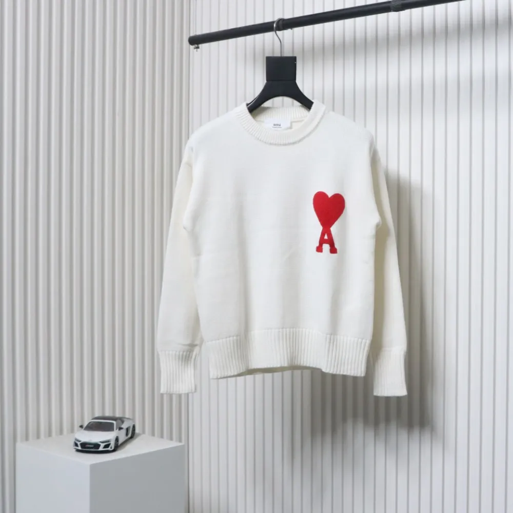 Ami Paris De Coeur Wool Crewneck Sweater White CK WH2902024017