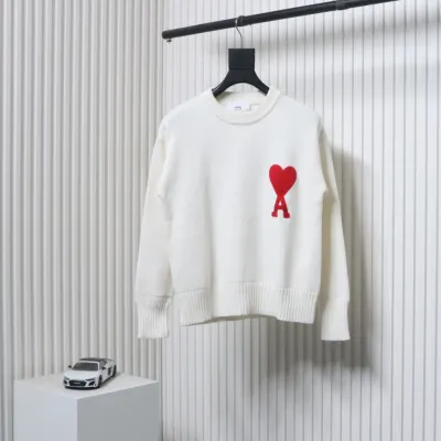 Ami Paris De Coeur Wool Crewneck Sweater White CK WH2902024017 01