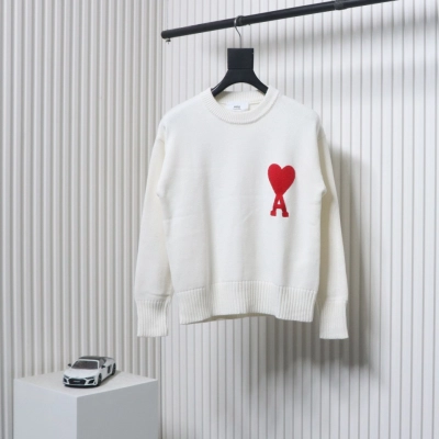Ami Paris De Coeur Wool Crewneck Sweater White CK WH2902024017 01