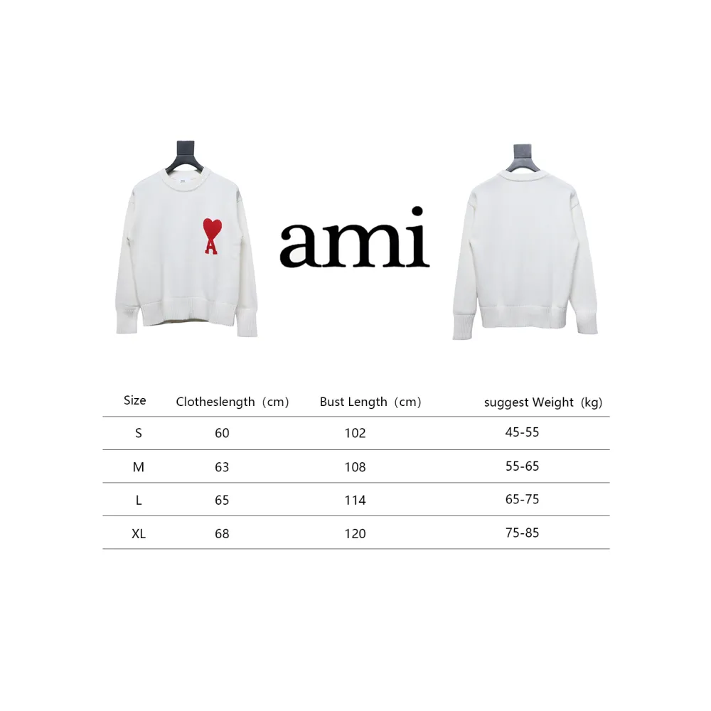 Ami Paris De Coeur Wool Crewneck Sweater White CK WH2902024017