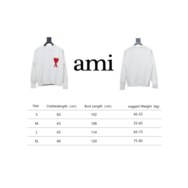 Ami Paris De Coeur Wool Crewneck Sweater White CK WH2902024017