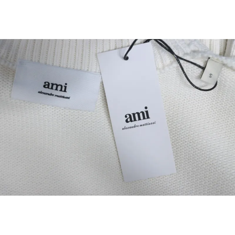 Ami Paris De Coeur Wool Crewneck Sweater White CK WH2902024017